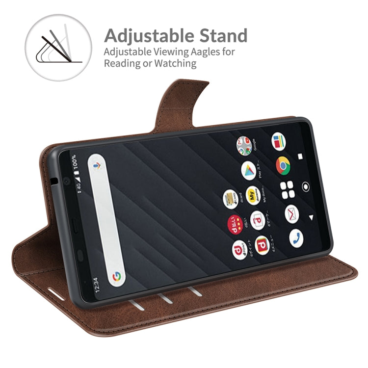 For Fujitsu Arrows Be4 Plus Retro Calf Pattern Buckle Card Wallet Left and Right Flip Phone Holster with Bracket Function