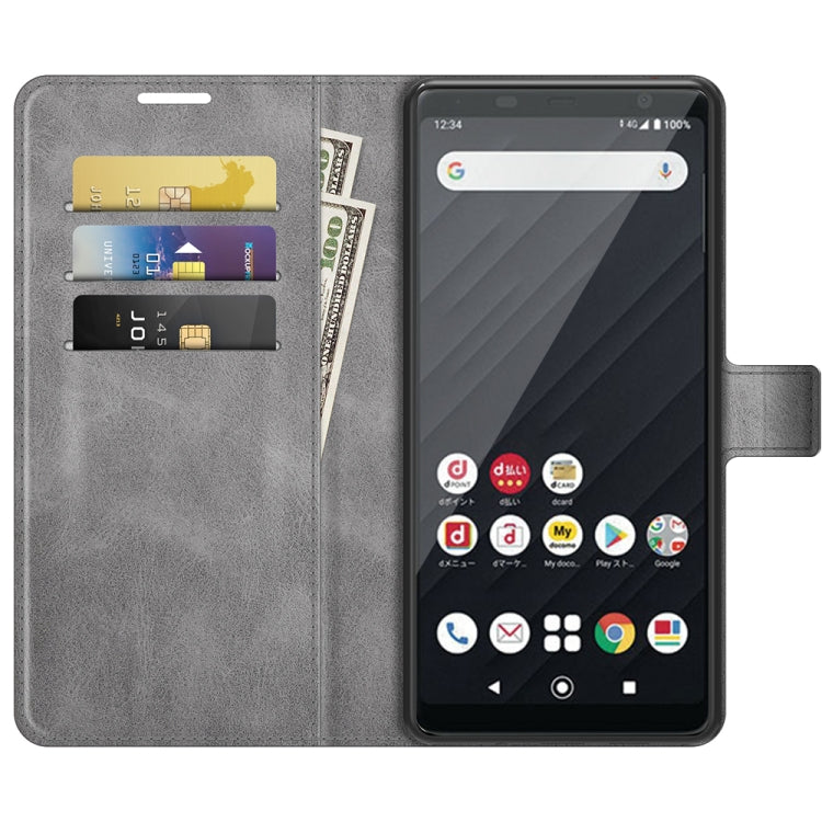 For Sony Xperia Ace II Retro Calf Pattern Buckle Card Wallet Left and Right Flip Phone Holster with Bracket Function