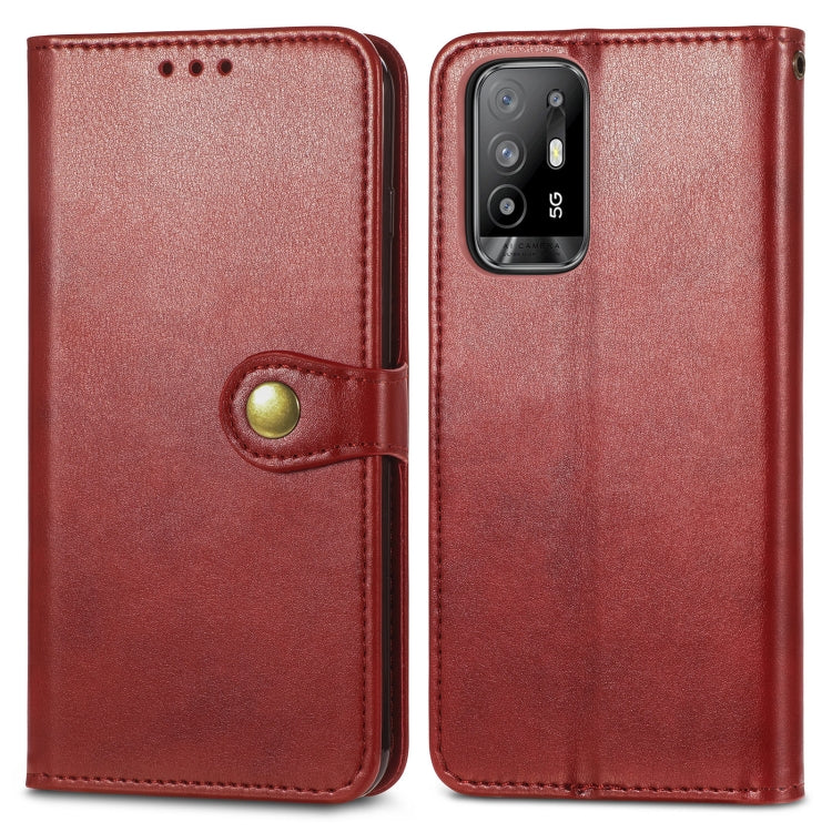 For OPPO A94 5G /F19 Pro+ 5G /Reno5 Z Solid Color Leather Buckle Phone Case with Lanyard & Photo Frame & Card Slot & Wallet & Stand Function