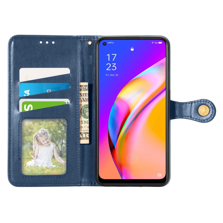 For OPPO A94 5G /F19 Pro+ 5G /Reno5 Z Solid Color Leather Buckle Phone Case with Lanyard & Photo Frame & Card Slot & Wallet & Stand Function