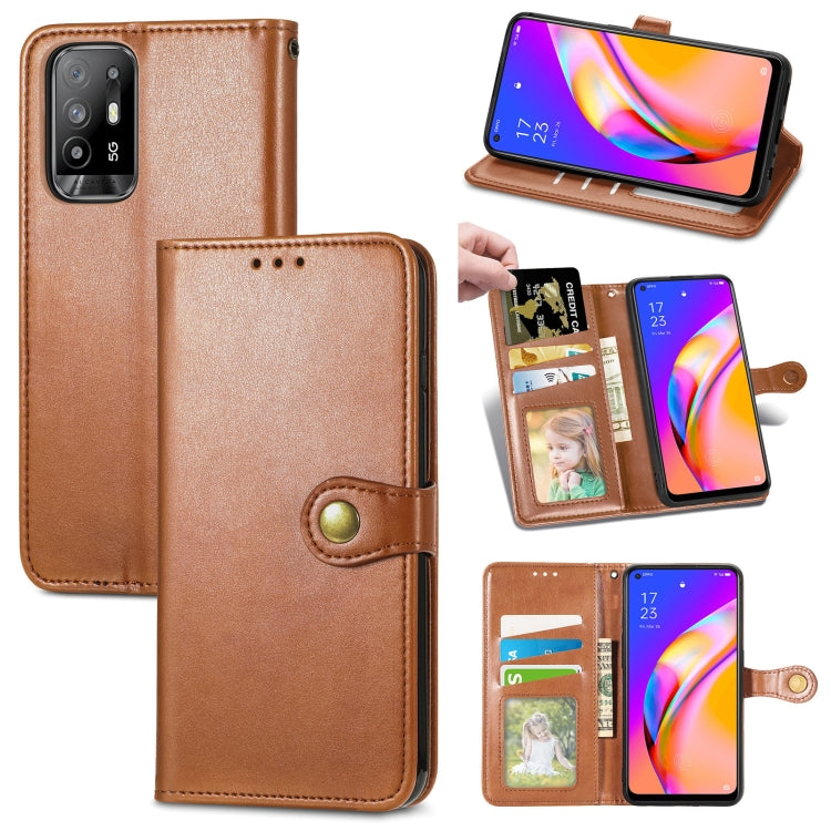 For OPPO A94 5G /F19 Pro+ 5G /Reno5 Z Solid Color Leather Buckle Phone Case with Lanyard & Photo Frame & Card Slot & Wallet & Stand Function