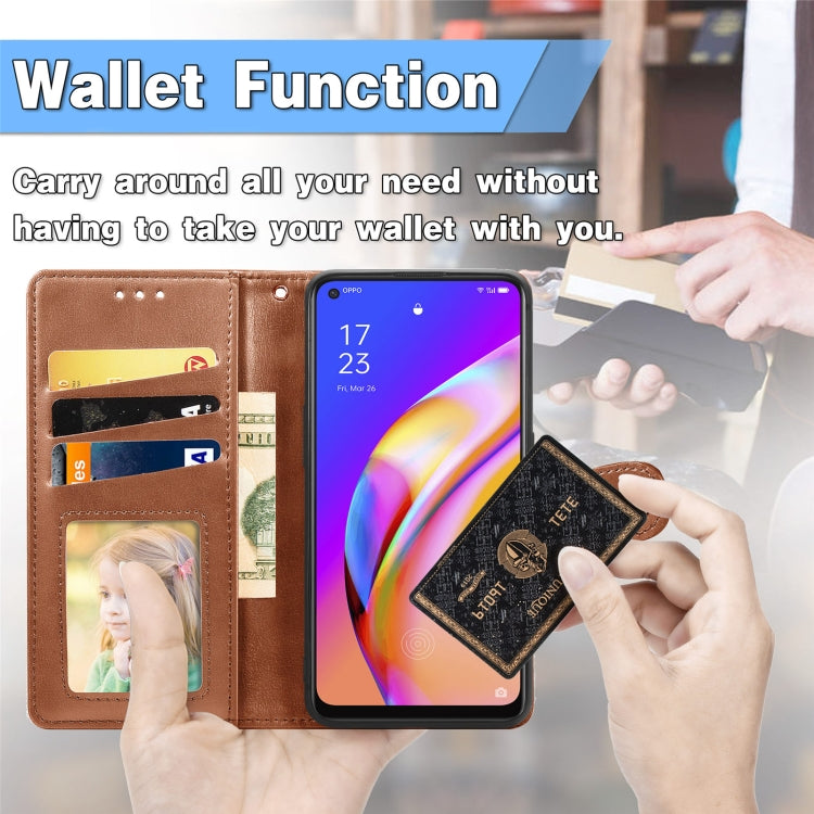 For OPPO A94 5G /F19 Pro+ 5G /Reno5 Z Solid Color Leather Buckle Phone Case with Lanyard & Photo Frame & Card Slot & Wallet & Stand Function