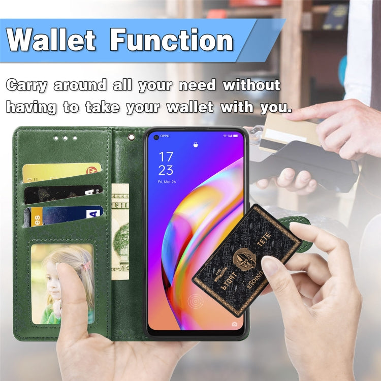 For OPPO A94 5G /F19 Pro+ 5G /Reno5 Z Solid Color Leather Buckle Phone Case with Lanyard & Photo Frame & Card Slot & Wallet & Stand Function