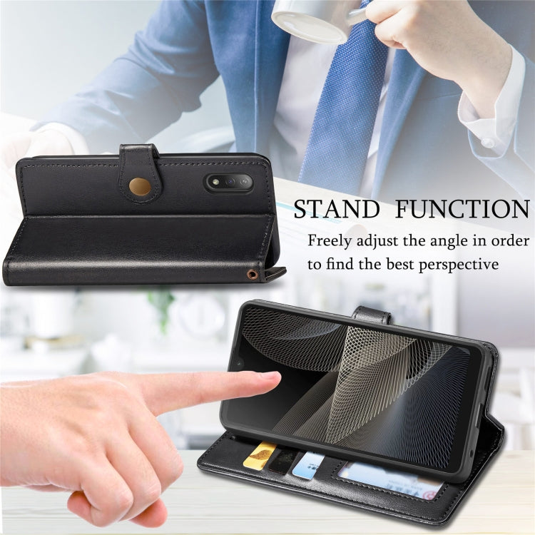 For Sony Xperia ACE II Solid Color Leather Buckle Phone Case with Lanyard & Photo Frame & Card Slot & Wallet & Stand Function