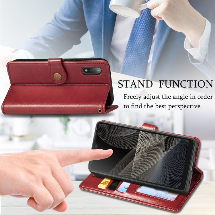 For Sony Xperia ACE II Solid Color Leather Buckle Phone Case with Lanyard & Photo Frame & Card Slot & Wallet & Stand Function