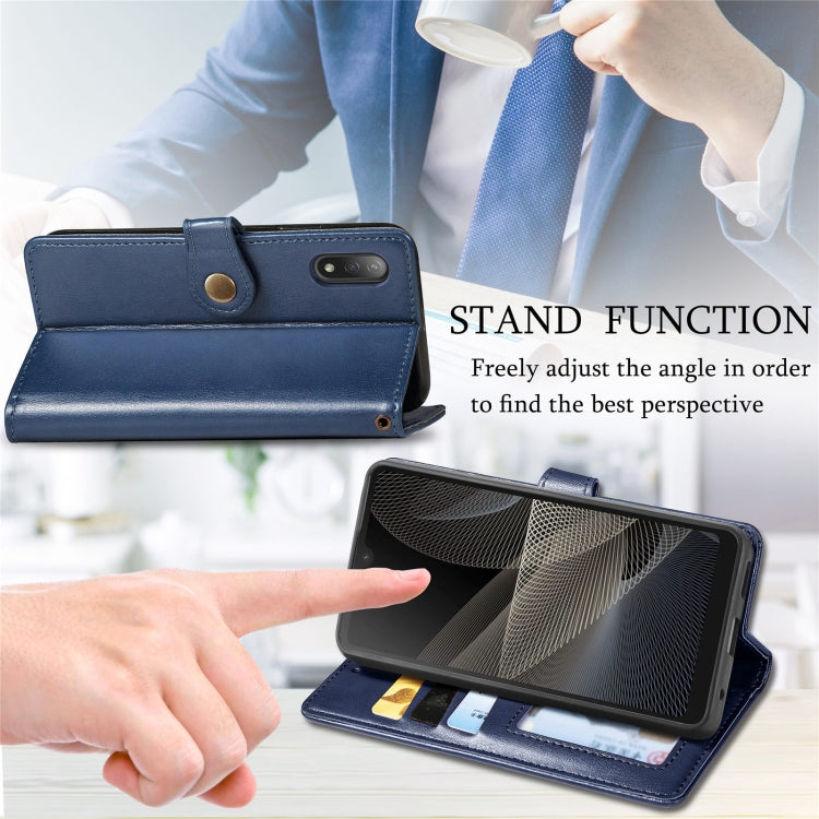 For Sony Xperia ACE II Solid Color Leather Buckle Phone Case with Lanyard & Photo Frame & Card Slot & Wallet & Stand Function