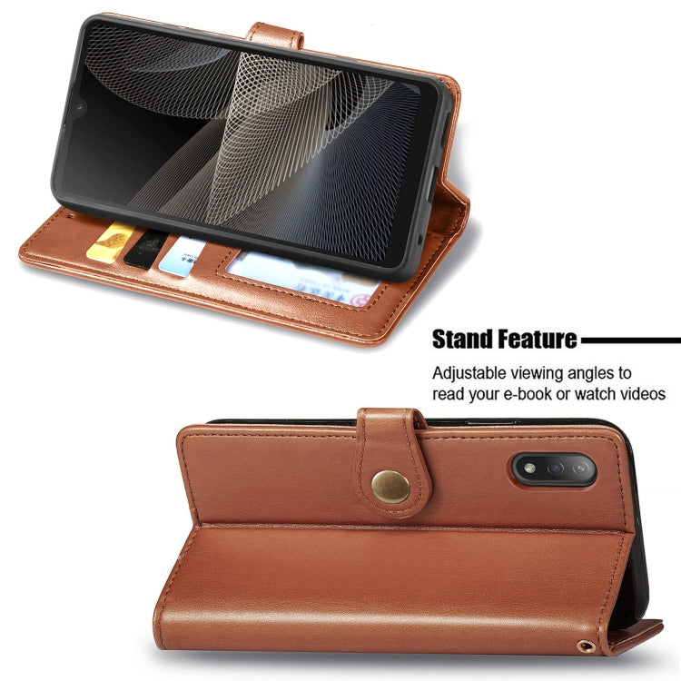 For Sony Xperia ACE II Solid Color Leather Buckle Phone Case with Lanyard & Photo Frame & Card Slot & Wallet & Stand Function