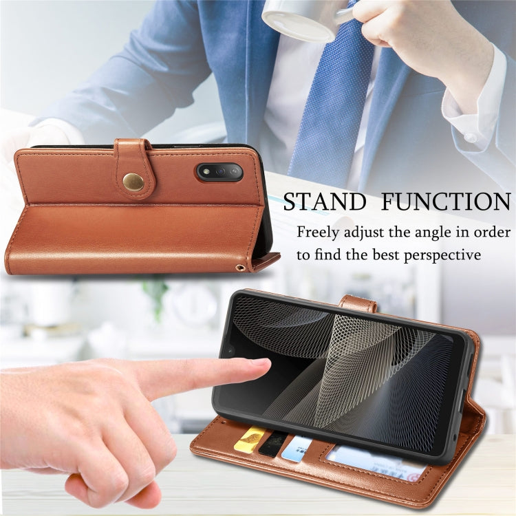 For Sony Xperia ACE II Solid Color Leather Buckle Phone Case with Lanyard & Photo Frame & Card Slot & Wallet & Stand Function