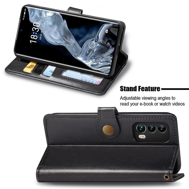 For Meizu 18 Solid Color Leather Buckle Phone Case with Lanyard & Photo Frame & Card Slot & Wallet & Stand Function