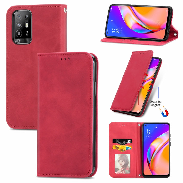 For OPPO A94 5G / A95 5G/F19 Pro+ /Reno5 Z Retro Skin Feel Business Magnetic Horizontal Flip Leather Case With Holder & Card Slots & Wallet & Photo Frame