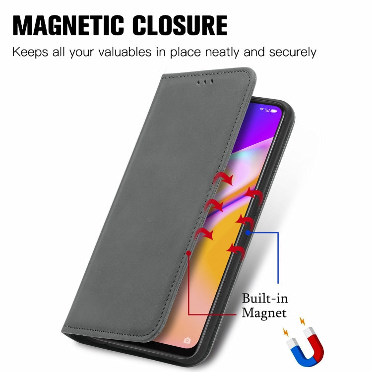 For OPPO A94 5G / A95 5G/F19 Pro+ /Reno5 Z Retro Skin Feel Business Magnetic Horizontal Flip Leather Case With Holder & Card Slots & Wallet & Photo Frame