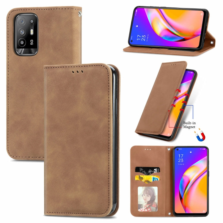 For OPPO A94 5G / A95 5G/F19 Pro+ /Reno5 Z Retro Skin Feel Business Magnetic Horizontal Flip Leather Case With Holder & Card Slots & Wallet & Photo Frame