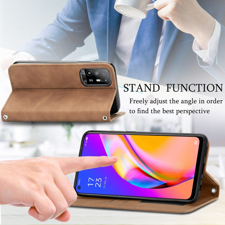 For OPPO A94 5G / A95 5G/F19 Pro+ /Reno5 Z Retro Skin Feel Business Magnetic Horizontal Flip Leather Case With Holder & Card Slots & Wallet & Photo Frame