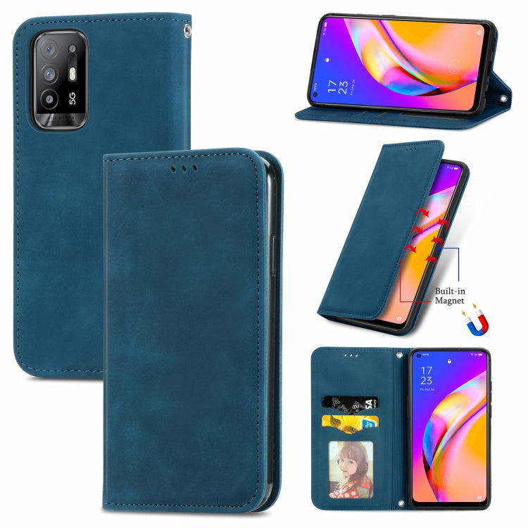 For OPPO A94 5G / A95 5G/F19 Pro+ /Reno5 Z Retro Skin Feel Business Magnetic Horizontal Flip Leather Case With Holder & Card Slots & Wallet & Photo Frame