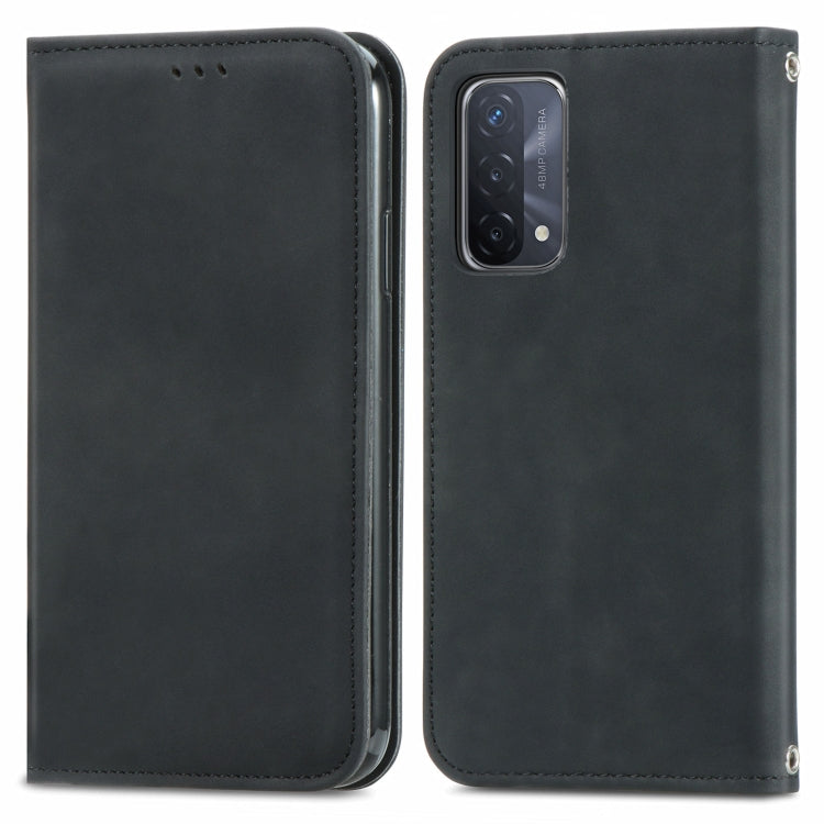 For OPPO A54 5G Retro Skin Feel Business Magnetic Horizontal Flip Leather Case With Holder & Card Slots & Wallet & Photo Frame