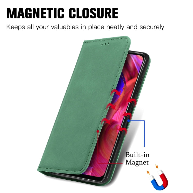 For OPPO A54 5G Retro Skin Feel Business Magnetic Horizontal Flip Leather Case With Holder & Card Slots & Wallet & Photo Frame