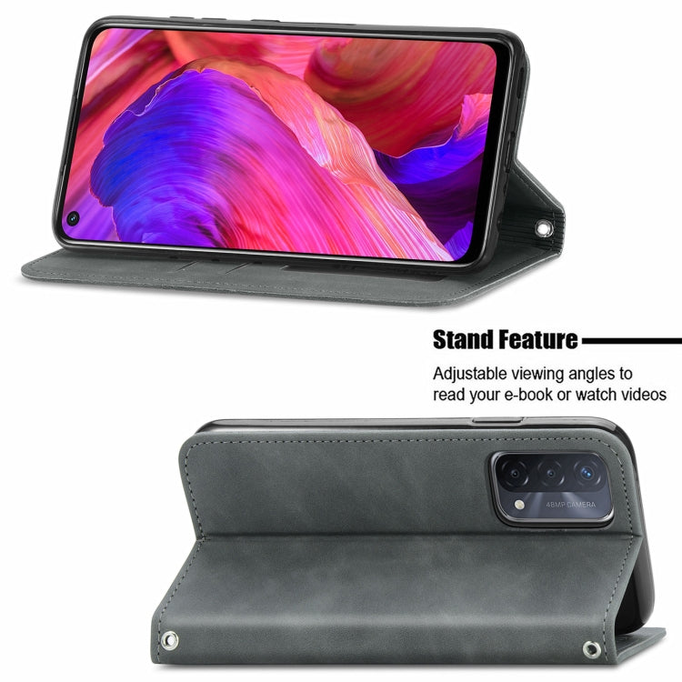 For OPPO A54 5G Retro Skin Feel Business Magnetic Horizontal Flip Leather Case With Holder & Card Slots & Wallet & Photo Frame