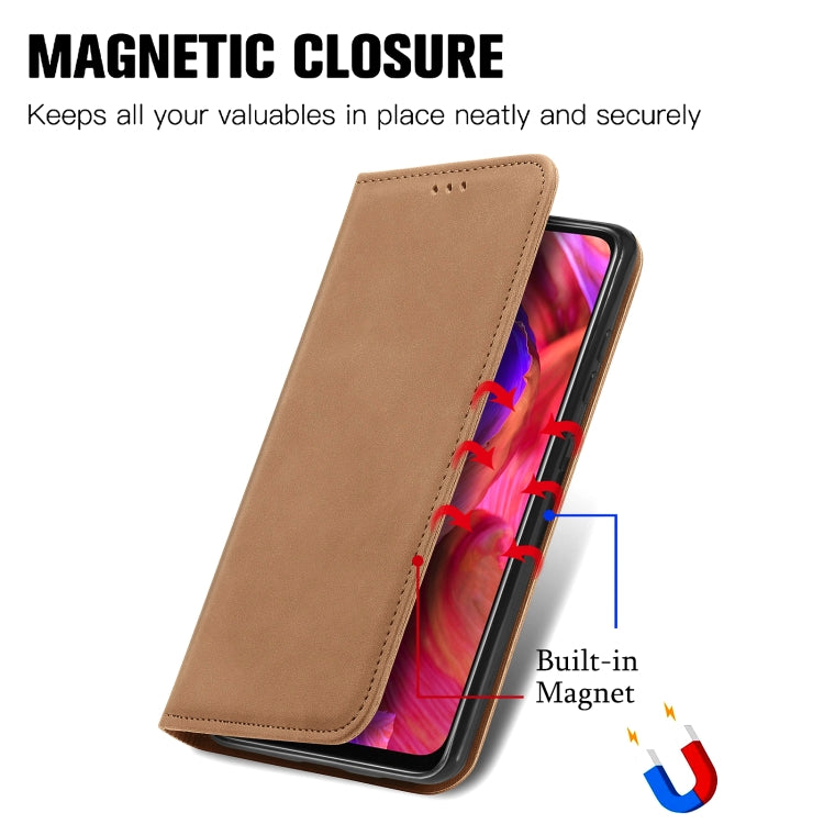 For OPPO A54 5G Retro Skin Feel Business Magnetic Horizontal Flip Leather Case With Holder & Card Slots & Wallet & Photo Frame