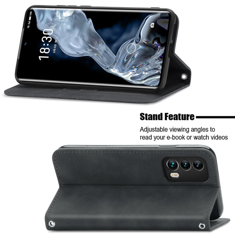 For Meizu 18 Retro Skin Feel Business Magnetic Horizontal Flip Leather Case With Holder & Card Slots & Wallet & Photo Frame