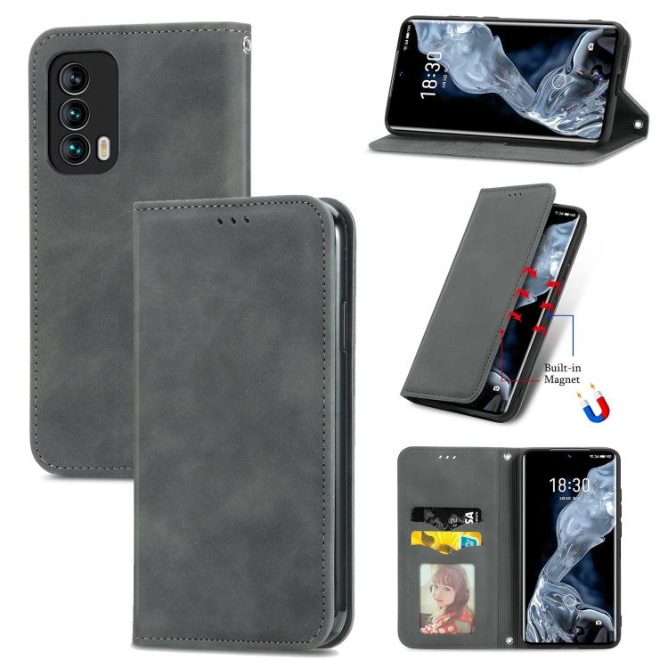 For Meizu 18 Retro Skin Feel Business Magnetic Horizontal Flip Leather Case With Holder & Card Slots & Wallet & Photo Frame
