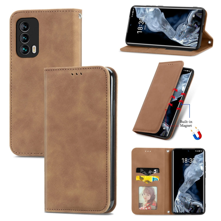 For Meizu 18 Retro Skin Feel Business Magnetic Horizontal Flip Leather Case With Holder & Card Slots & Wallet & Photo Frame