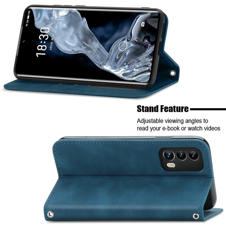 For Meizu 18 Retro Skin Feel Business Magnetic Horizontal Flip Leather Case With Holder & Card Slots & Wallet & Photo Frame
