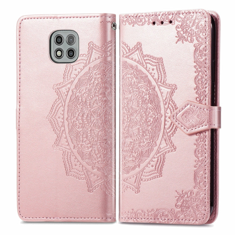For Motorola Moto G Power 2021 Mandala Flower Embossed Horizontal Flip Leather Case with Holder & Three Card Slots & Wallet & Lanyard
