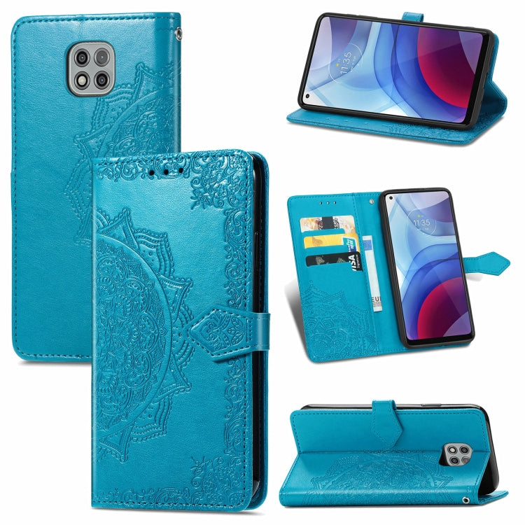 For Motorola Moto G Power 2021 Mandala Flower Embossed Horizontal Flip Leather Case with Holder & Three Card Slots & Wallet & Lanyard