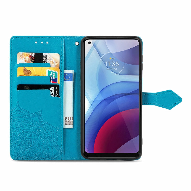 For Motorola Moto G Power 2021 Mandala Flower Embossed Horizontal Flip Leather Case with Holder & Three Card Slots & Wallet & Lanyard