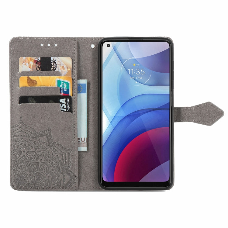 For Motorola Moto G Power 2021 Mandala Flower Embossed Horizontal Flip Leather Case with Holder & Three Card Slots & Wallet & Lanyard
