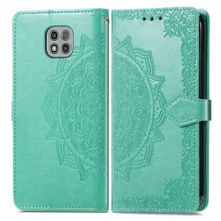 For Motorola Moto G Power 2021 Mandala Flower Embossed Horizontal Flip Leather Case with Holder & Three Card Slots & Wallet & Lanyard