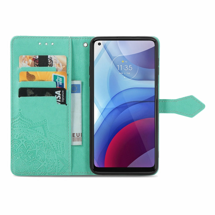 For Motorola Moto G Power 2021 Mandala Flower Embossed Horizontal Flip Leather Case with Holder & Three Card Slots & Wallet & Lanyard