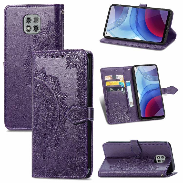 For Motorola Moto G Power 2021 Mandala Flower Embossed Horizontal Flip Leather Case with Holder & Three Card Slots & Wallet & Lanyard