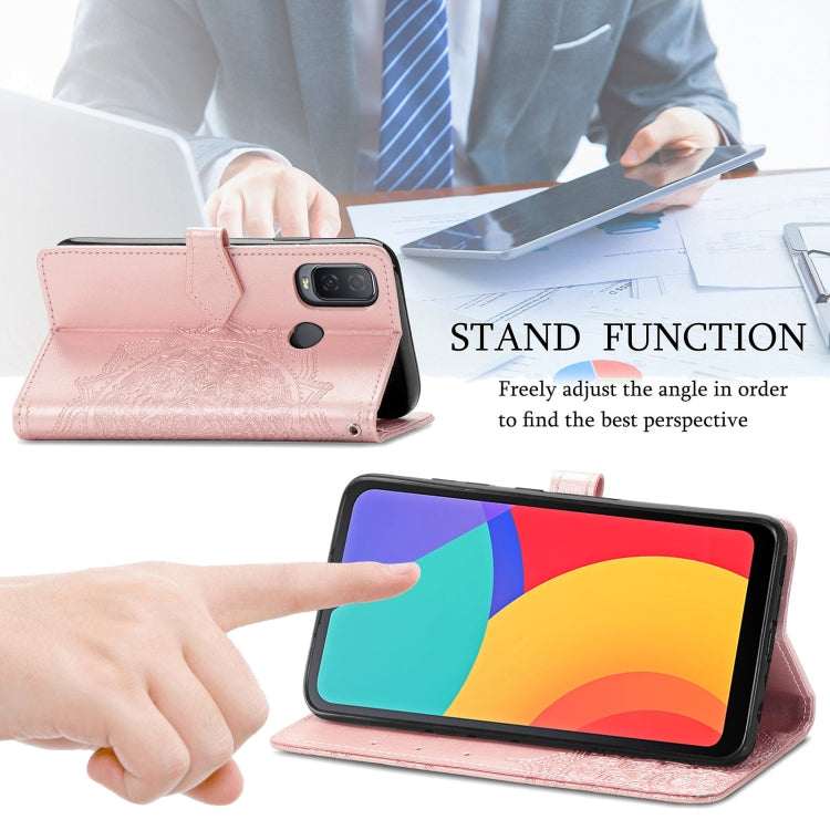For Alcatel 1L 2021 Mandala Flower Embossed Horizontal Flip Leather Case with Holder & Three Card Slots & Wallet & Lanyard