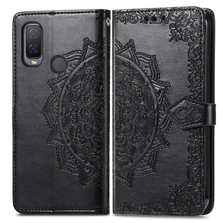 For Alcatel 1L 2021 Mandala Flower Embossed Horizontal Flip Leather Case with Holder & Three Card Slots & Wallet & Lanyard