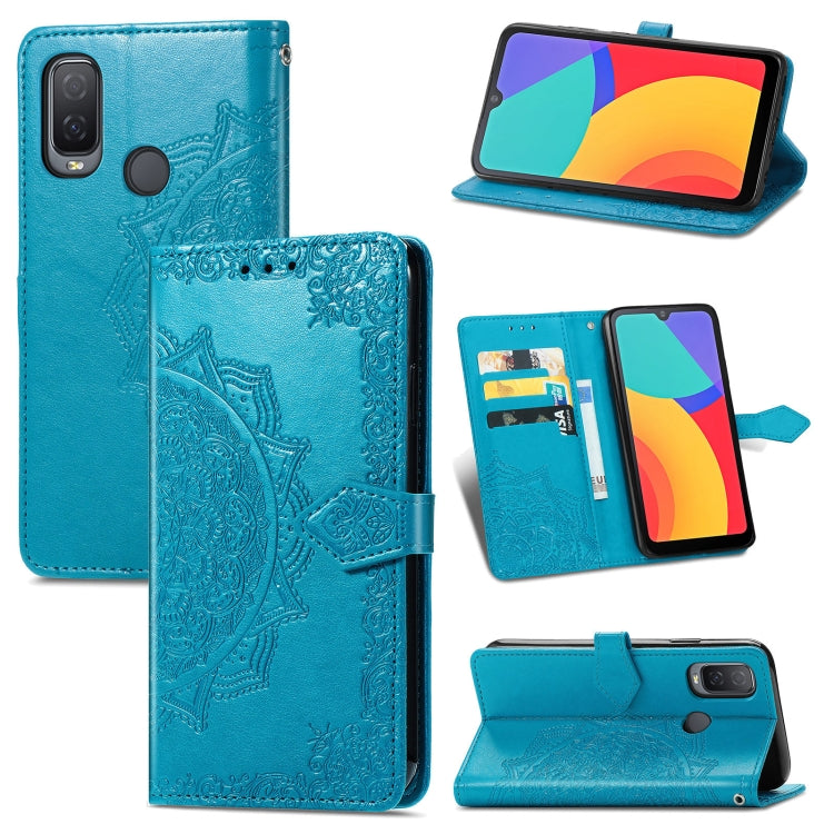 For Alcatel 1L 2021 Mandala Flower Embossed Horizontal Flip Leather Case with Holder & Three Card Slots & Wallet & Lanyard
