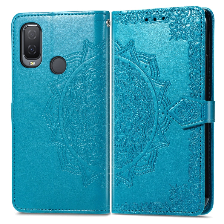 For Alcatel 1L 2021 Mandala Flower Embossed Horizontal Flip Leather Case with Holder & Three Card Slots & Wallet & Lanyard