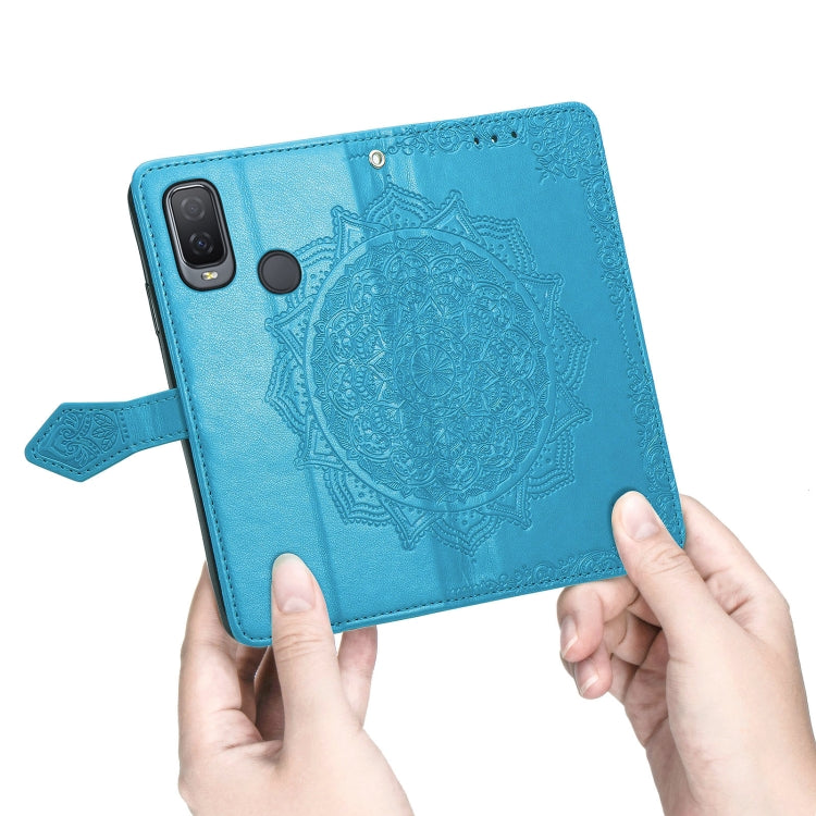 For Alcatel 1L 2021 Mandala Flower Embossed Horizontal Flip Leather Case with Holder & Three Card Slots & Wallet & Lanyard