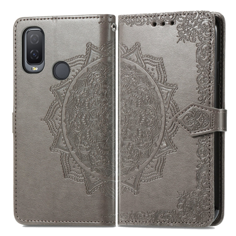 For Alcatel 1L 2021 Mandala Flower Embossed Horizontal Flip Leather Case with Holder & Three Card Slots & Wallet & Lanyard