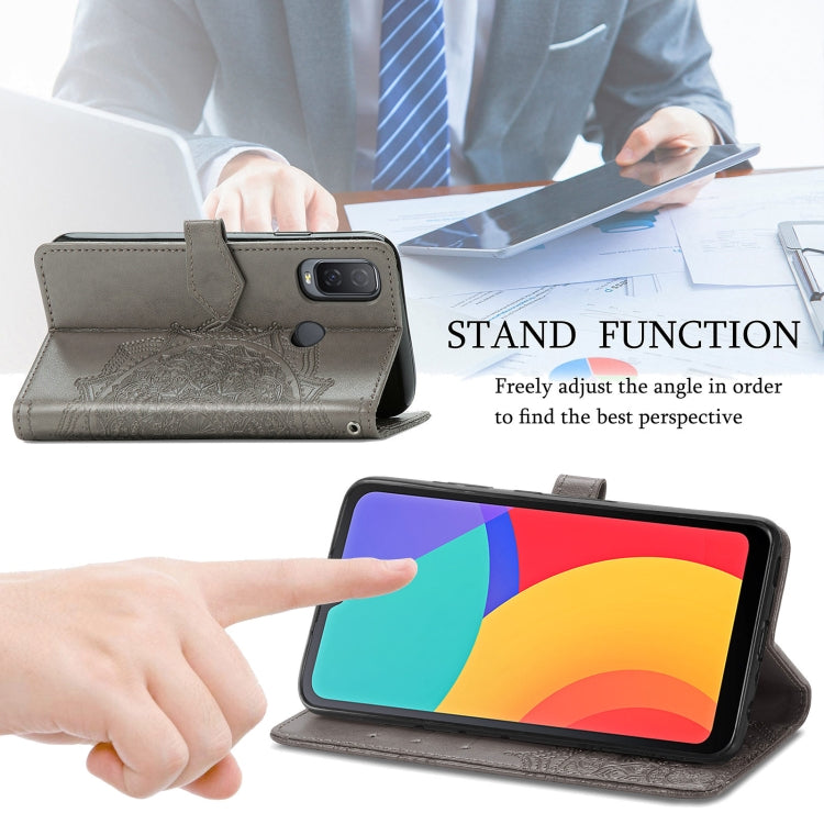 For Alcatel 1L 2021 Mandala Flower Embossed Horizontal Flip Leather Case with Holder & Three Card Slots & Wallet & Lanyard