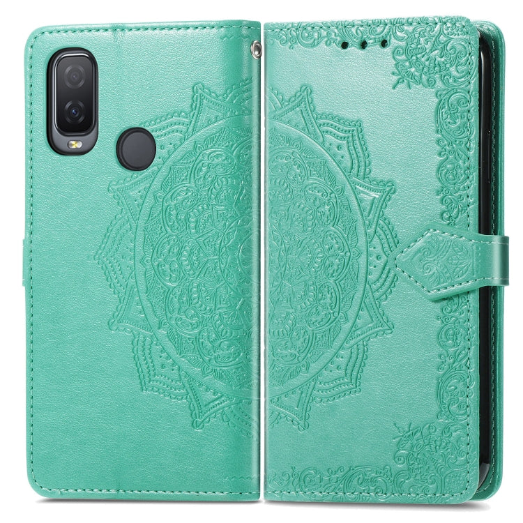 For Alcatel 1L 2021 Mandala Flower Embossed Horizontal Flip Leather Case with Holder & Three Card Slots & Wallet & Lanyard