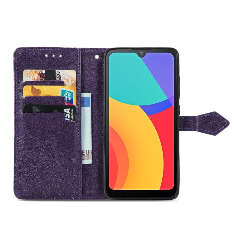 For Alcatel 1L 2021 Mandala Flower Embossed Horizontal Flip Leather Case with Holder & Three Card Slots & Wallet & Lanyard
