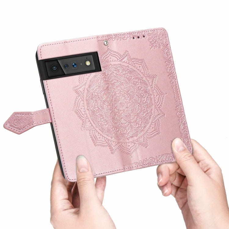 For Google Pixel 6 Pro Mandala Flower Embossed Horizontal Flip Leather Case with Holder & Three Card Slots & Wallet & Lanyard