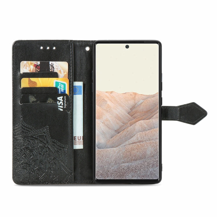 For Google Pixel 6 Pro Mandala Flower Embossed Horizontal Flip Leather Case with Holder & Three Card Slots & Wallet & Lanyard