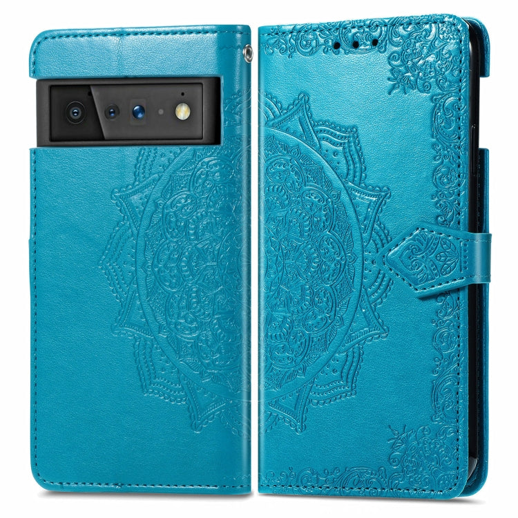 For Google Pixel 6 Pro Mandala Flower Embossed Horizontal Flip Leather Case with Holder & Three Card Slots & Wallet & Lanyard