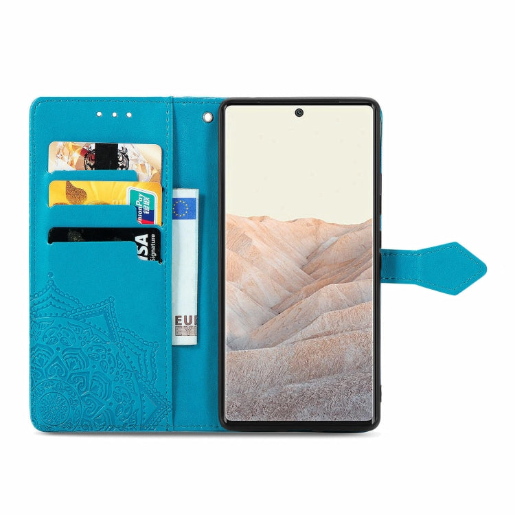 For Google Pixel 6 Pro Mandala Flower Embossed Horizontal Flip Leather Case with Holder & Three Card Slots & Wallet & Lanyard