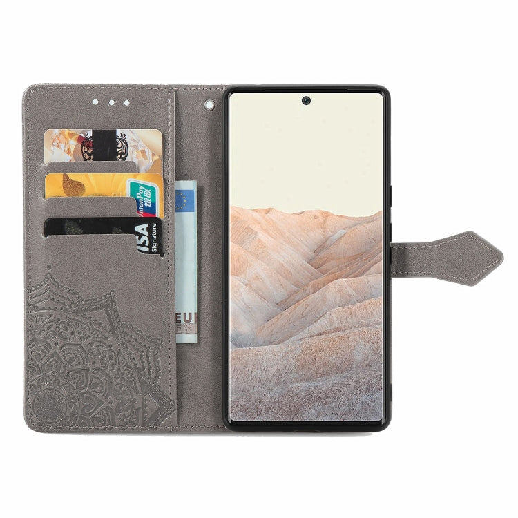 For Google Pixel 6 Pro Mandala Flower Embossed Horizontal Flip Leather Case with Holder & Three Card Slots & Wallet & Lanyard