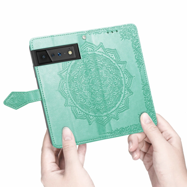 For Google Pixel 6 Pro Mandala Flower Embossed Horizontal Flip Leather Case with Holder & Three Card Slots & Wallet & Lanyard