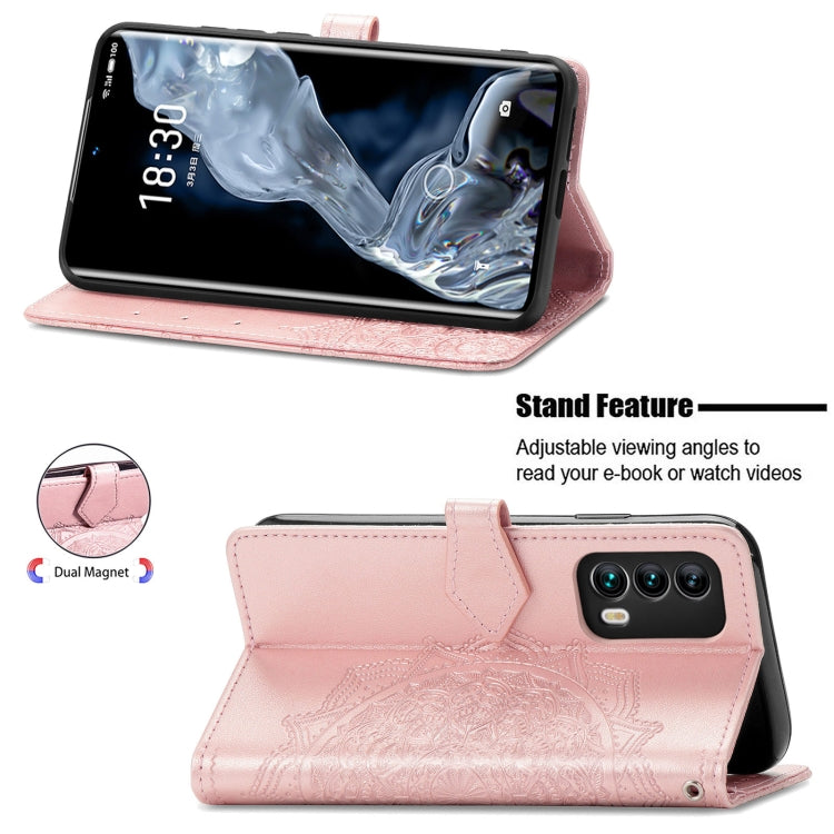 For Meizu 18 Mandala Flower Embossed Horizontal Flip Leather Case with Holder & Three Card Slots & Wallet & Lanyard