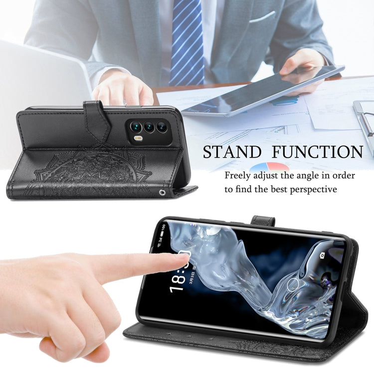 For Meizu 18 Mandala Flower Embossed Horizontal Flip Leather Case with Holder & Three Card Slots & Wallet & Lanyard